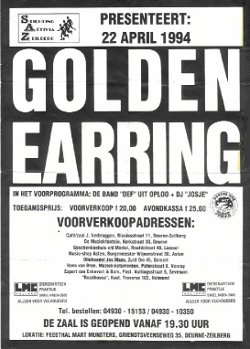 Golden Earring April 22 1994 show flyer Deurne